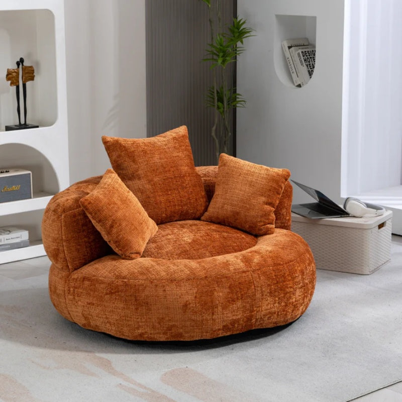 Lazy Sofa Durable Comfort Lounger High Back Bean Bag Chair for Adults and Kids, Indoor & Outdoor, Orange Chenille-海智集-Default-
