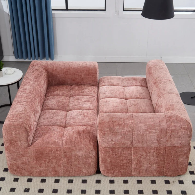 UNITED WE WIN Chenille Loveseat Sofa,Minimalist Modular Couches Sleeper for Living Room Bedroom Apartment Lounge-海智集-Default-