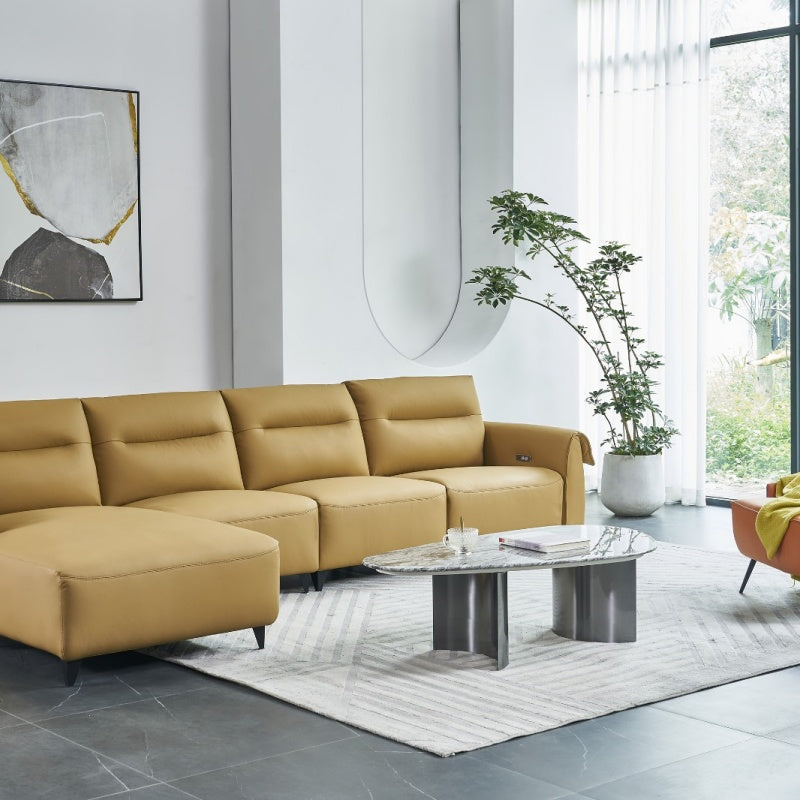The living room hotel sofa is made of genuine leather, which is light luxury and easy to clean-海智集-