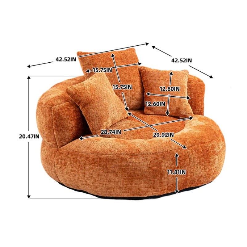 Lazy Sofa Durable Comfort Lounger High Back Bean Bag Chair for Adults and Kids, Indoor & Outdoor, Orange Chenille-海智集-Default-