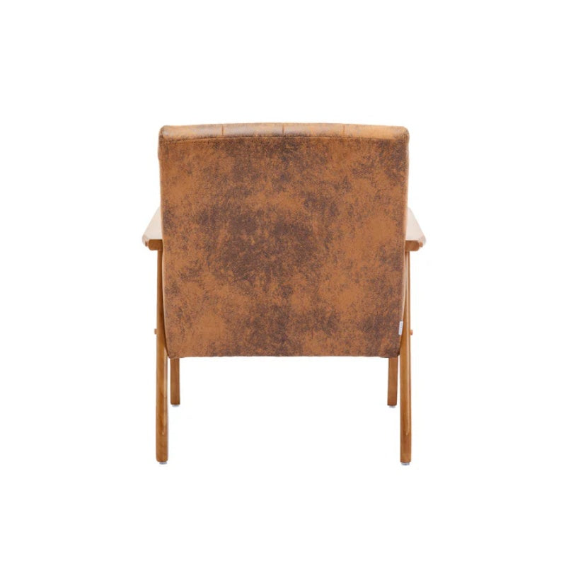 Accent Chairs Set of 2 with Side Table, Mid Century Modern Accent Chair, Wood and Fabric Armchairs Side Chair, Lounge Reading Comfy Arm Chair for Living Room, Bedroom, Office-海智集-Default-