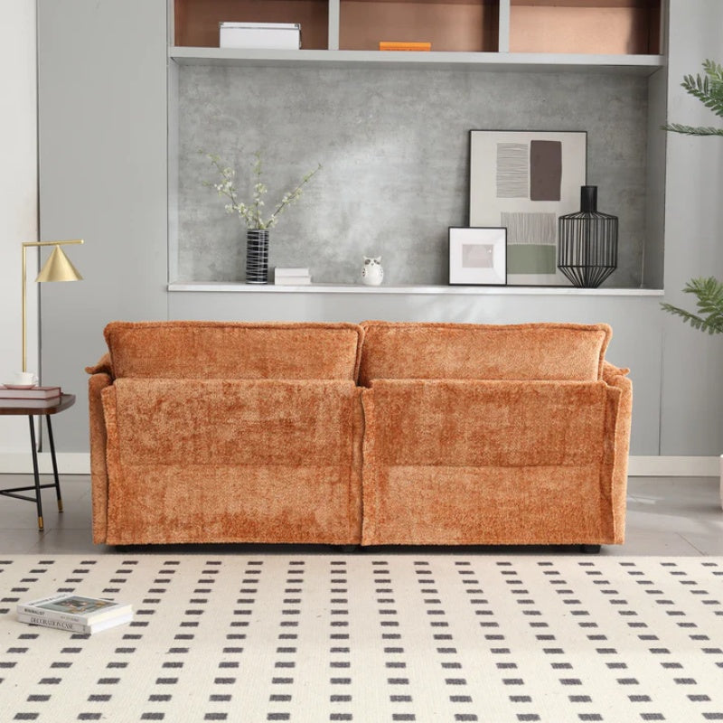 UNITED WE WIN Chenille fabric, solid construction, the overall structure of the sofa is stable, detachable armrests, two foot stools and two-seat sofa with side pockets-海智集-Default-
