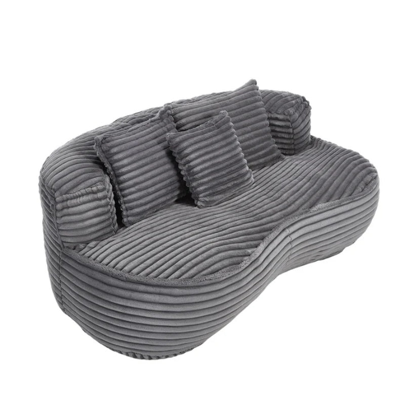 Bean Bag Sofa Lazy Sofa Durable Comfort Lounger High Back Bean Bag Chair Couch for Adults and Kids, Indoor & Outdoor, Dark Gray Corduroy-海智集-Default-
