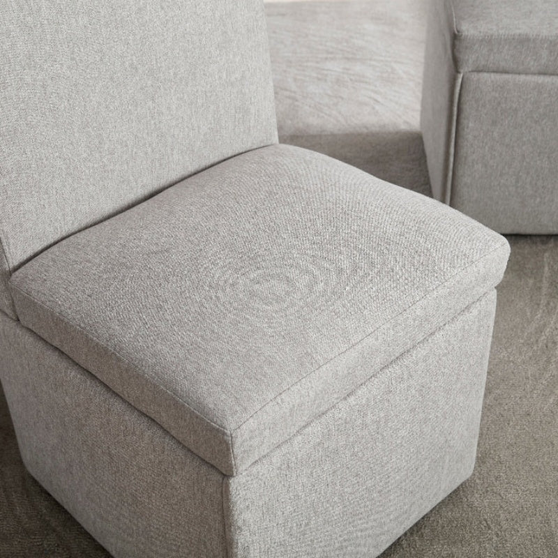 COOLMORE 360 Degree Swivel Upholstered Dining Chairs Set of 2 Swivel Dining Room Chairs Kitchen Chairs Casters & Storage Comfy Modern Rolling Chair for Living Room Fabric Armless Chair-海智集-Default-