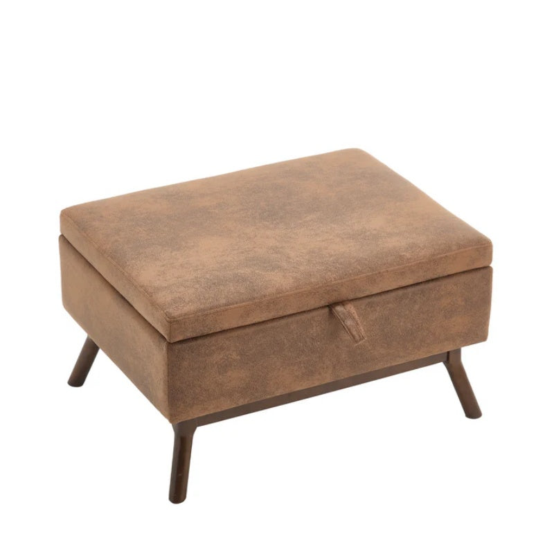 Mid-century modern square coffee table storage bench, assembled, suitable for living room, entryway and family room, used as a coffee table, stirrups, shoe bench-海智集-Default-