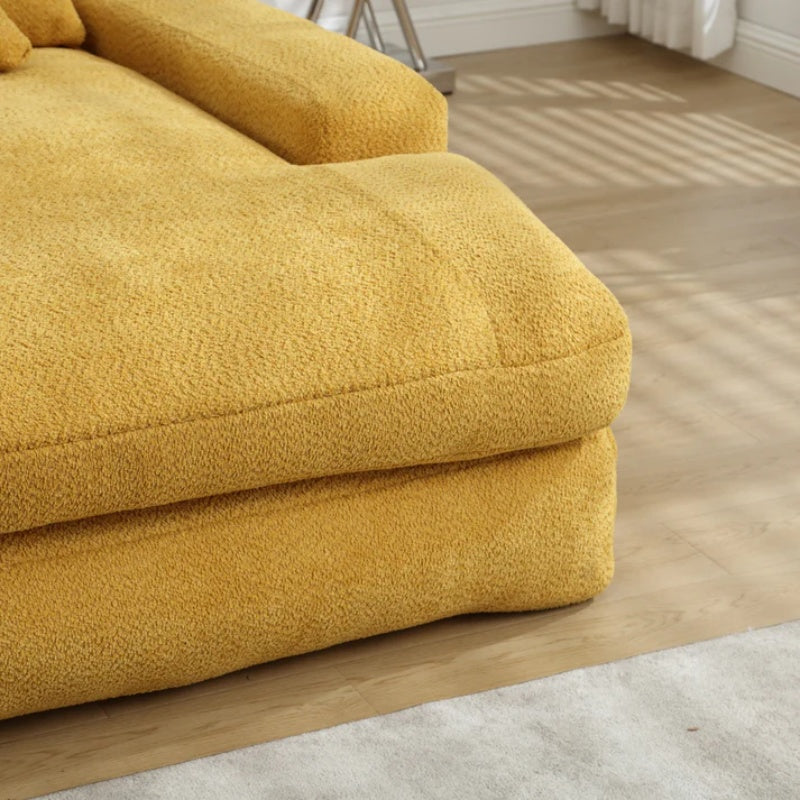 COOLMORE Chenille 2-seater lazy sofa With 5 back pillows,Comfy Sofa- Deep Seat Couch for Living Room,Club (Mustard yellow)-海智集-Default-