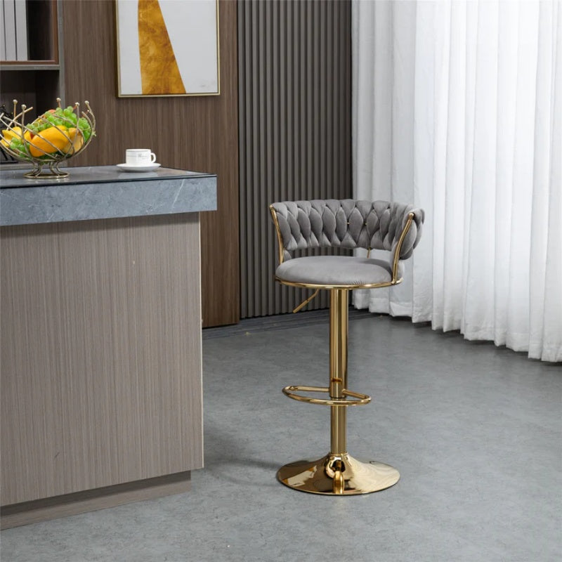 COOLMORE Swivel Bar Stools Adjustable Counter Height Chairs with Footrest for Kitchen, Dining Room-海智集-Default-
