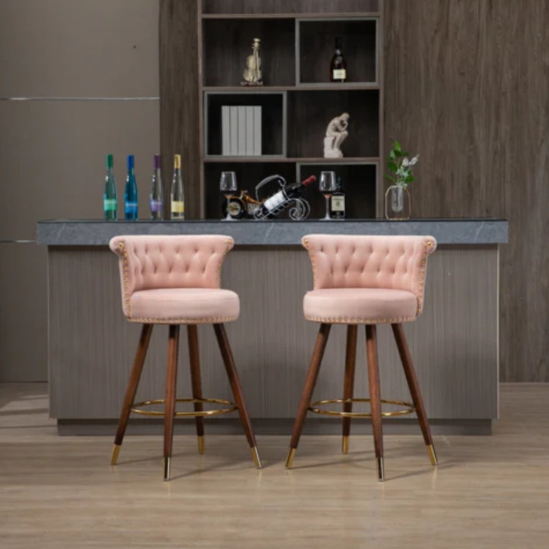 COOLMORE Swivel Bar Stools with Backrest Footrest ,with a fixed height of 360 degrees-海智集-Default-