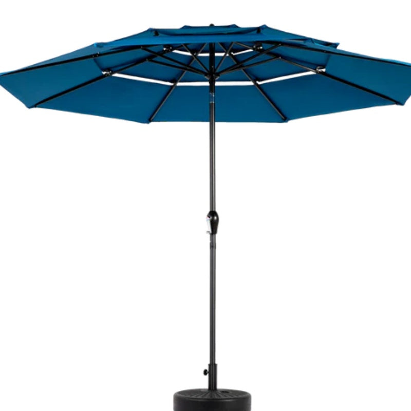 Aluminium 10ft 3 Tier Auto-tilt Umbrella ,Outdoor Patio Umbrella - Market Table Pool Deck Umbrella (Base Not Included) - ( Dark blue )-海智集-Default-