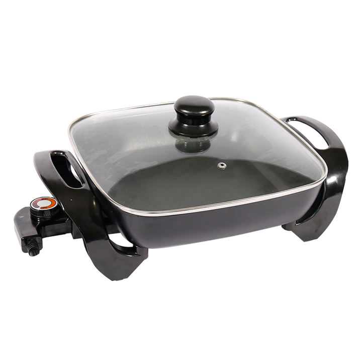 Multifunctional 1500w 28X28cm Aluminum Non Stick Smokeless Electric Frying Pan 6cm Deep Skillet-海智集-
