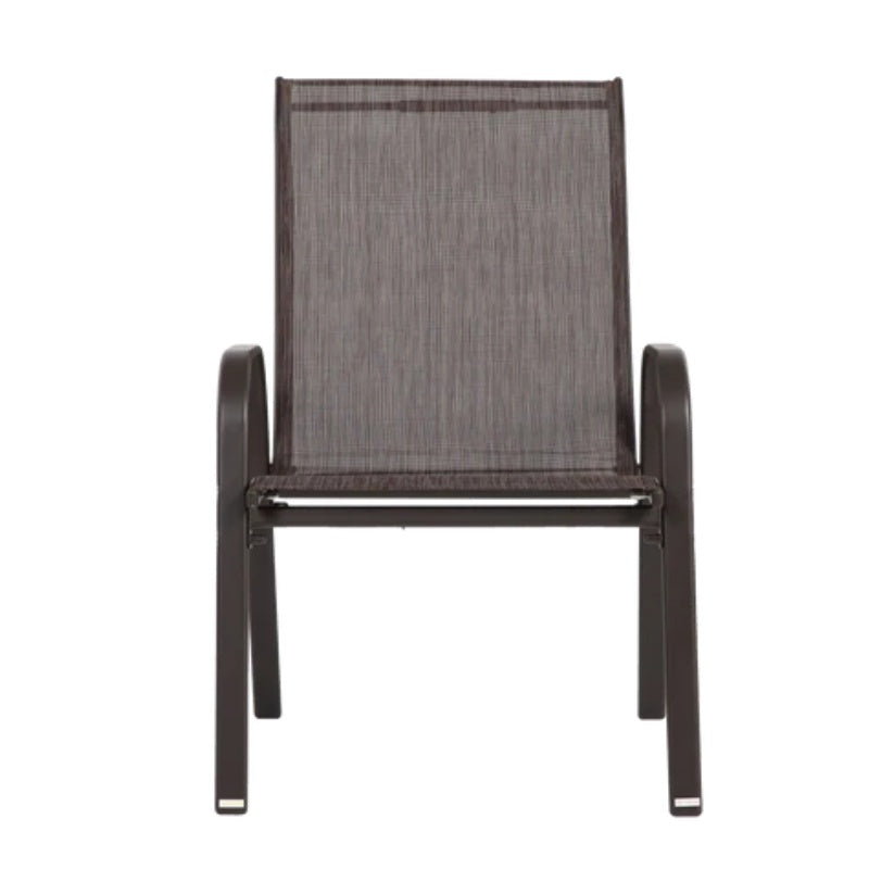 4 Piece Patio Chairs, Outdoor Camping Chairs with Breathable Textilene Fabric, Set of 2 Garden Chairs with Armrest High Backrest for Garden Patio Pool Beach Yard Space Saving ( Brown)-海智集-Default-