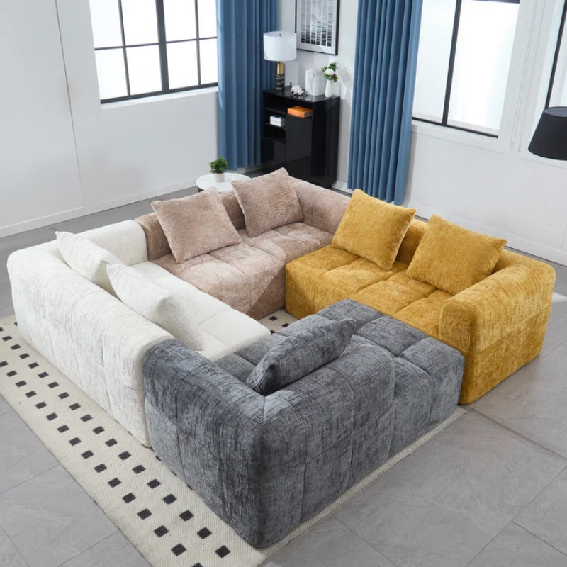 UNITED WE WIN 98.42-inch modular sectional sofa, modern modular L-shaped sofa with chaise longue, equipped with small side pockets and free of compression during installation.-海智集-Default-