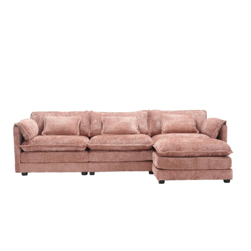 Modern Large L-Shape Sectional Chenille fabric, movable pedals, detachable armrests, oversized three-seat Sofa-海智集-Default-