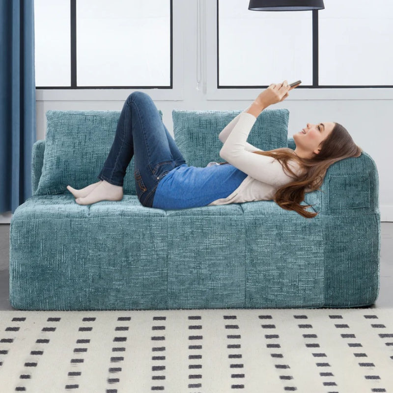 UNITED WE WIN Chenille Loveseat Sofa,Minimalist Modular Couches Sleeper for Living Room Bedroom Apartment Lounge-海智集-Default-