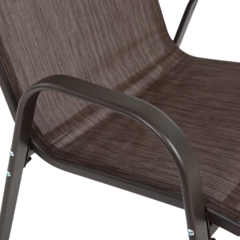 4 Piece Patio Chairs, Outdoor Camping Chairs with Breathable Textilene Fabric, Set of 2 Garden Chairs with Armrest High Backrest for Garden Patio Pool Beach Yard Space Saving ( Brown)-海智集-Default-
