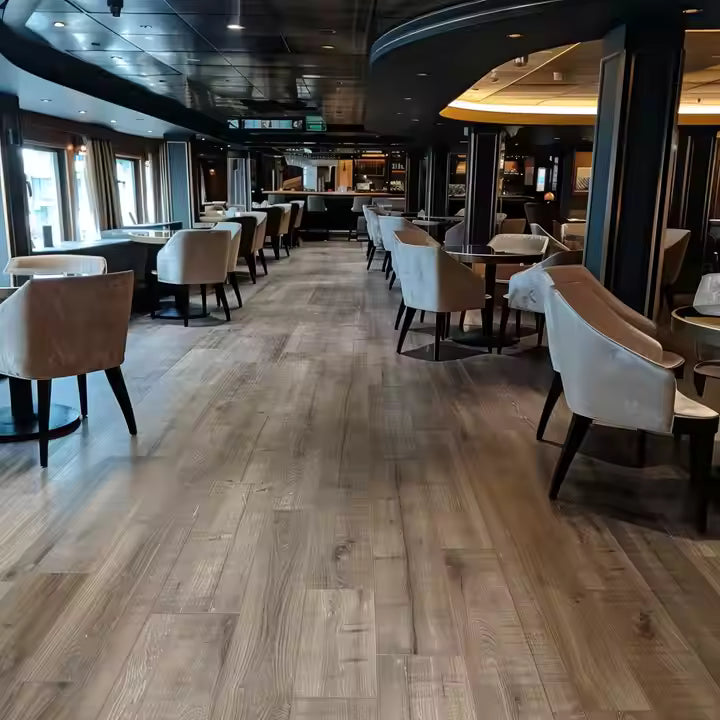 Corak Restoran Mewah Pvc Locking Plank Lantai Kayu Laminasi Pisos Pvc Vinilico Spc Lantai 4mm-6mm