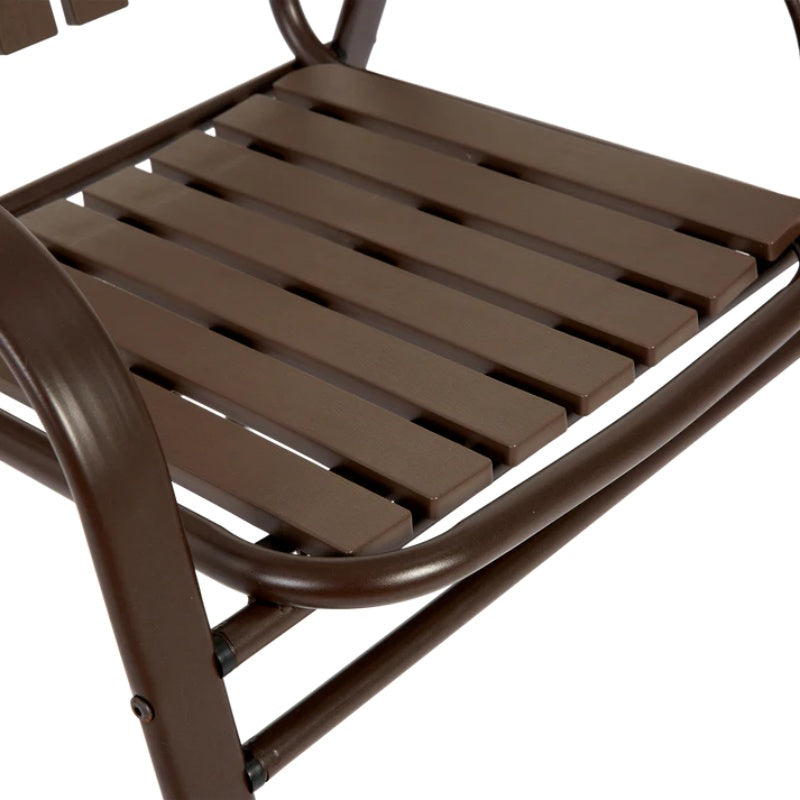5-Piece Plastic chair and steel table Outdoor Dining Set, plastic Chairs and Table Set for Garden Patio, Brown-海智集-Default-