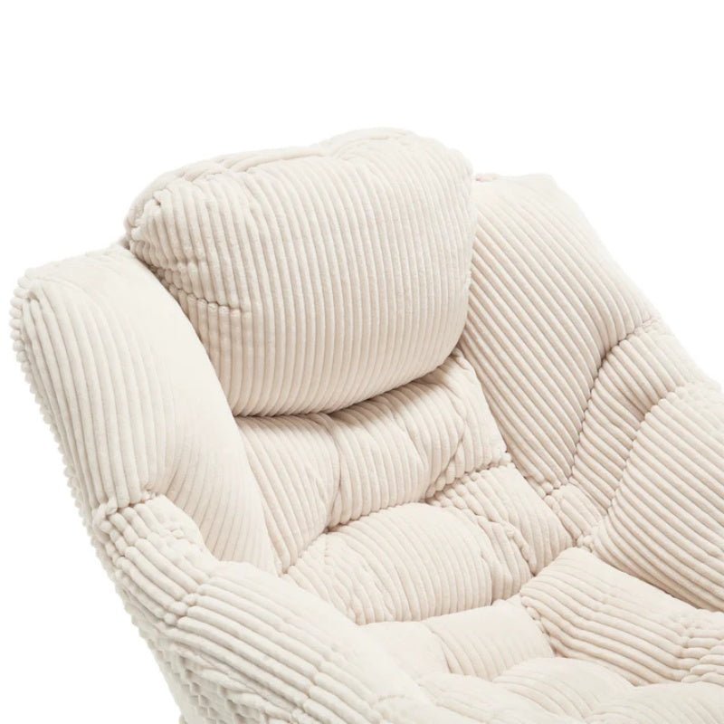 Lazy Chair with Ottoman, Modern Lounge Accent Chair with Armrests and a Side Pocket, Leisure Upholstered Sofa Chair Reading Chair with Footrest for Small Space, Corner Chair-White-海智集-Default-