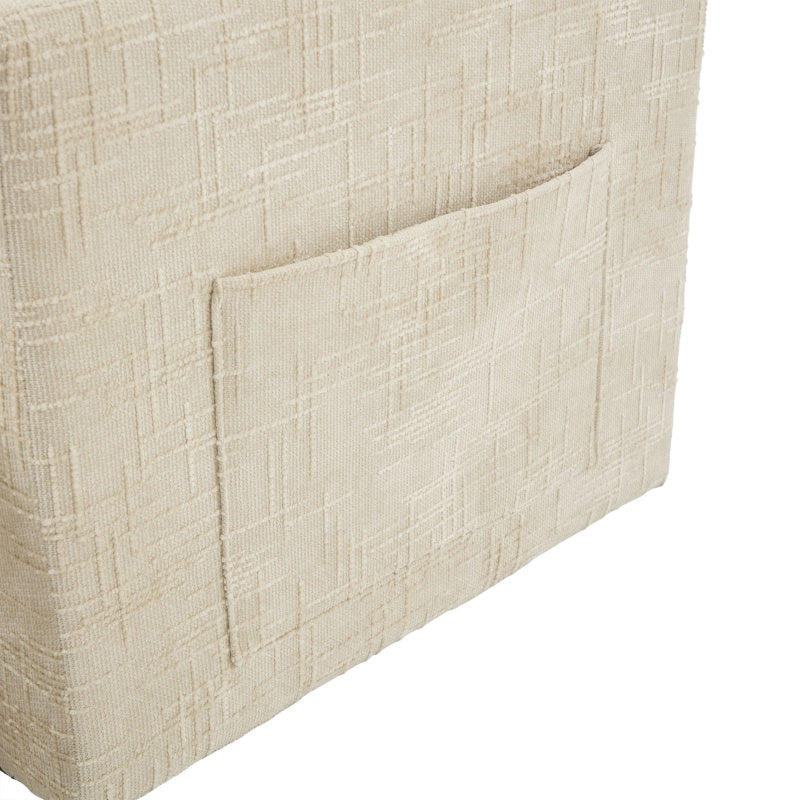 Modern Style Chenille 2-Seater Sofa with LED Light, USB Port, Storage Bag, Wood Legs-海智集-Default-