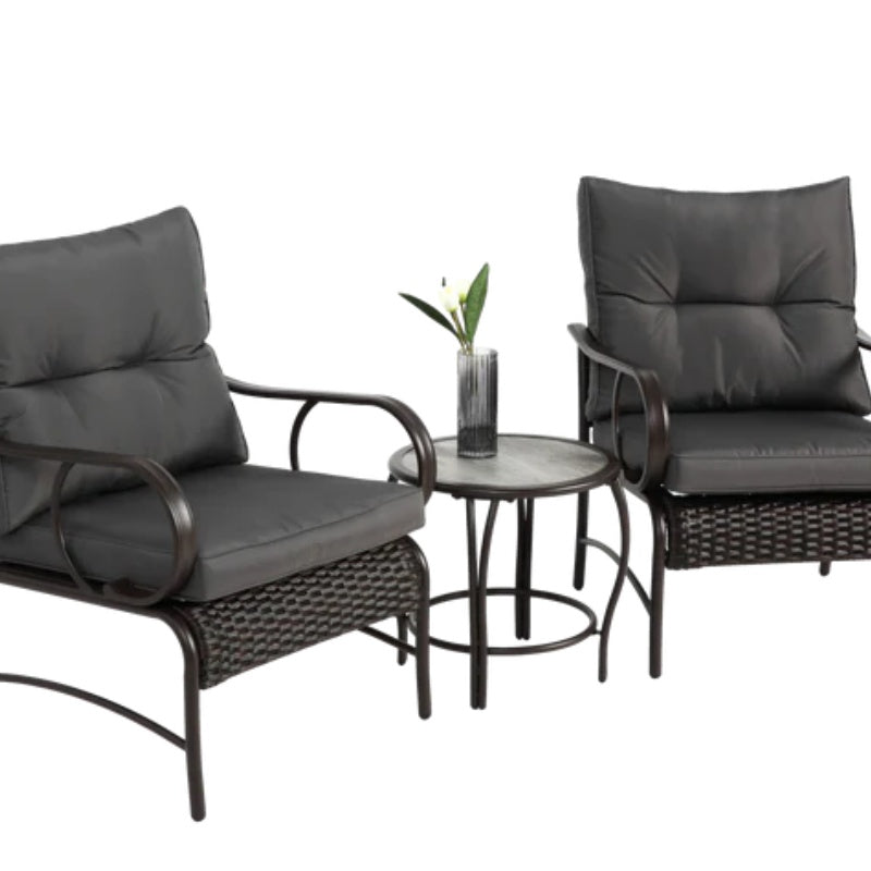3 Pieces Patio Set Outdoor Wicker Furniture Sets Modern Rattan Chair Conversation Sets with Coffee Table-海智集-Default-