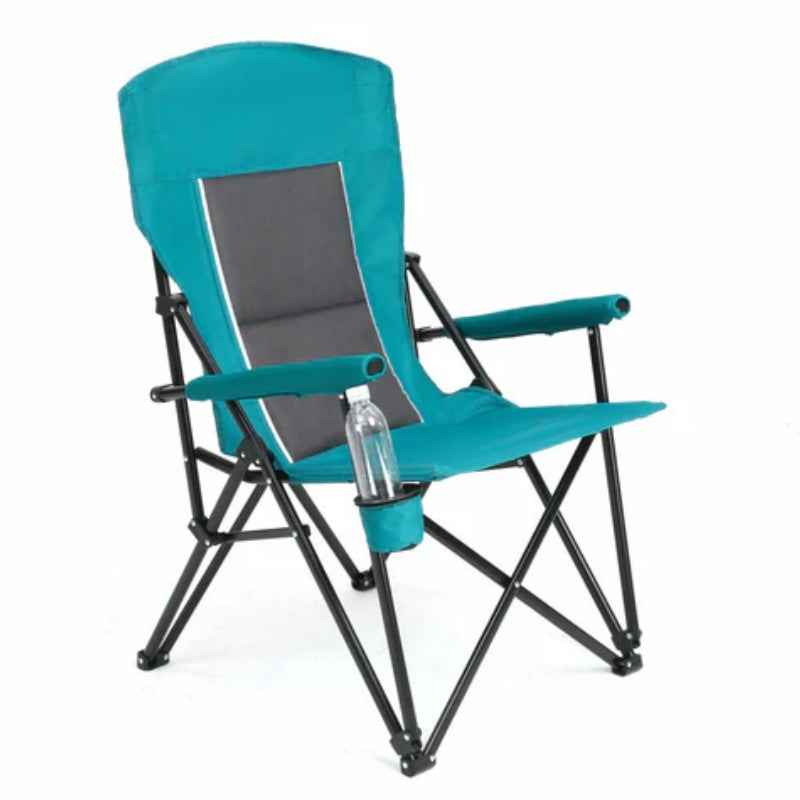 High Back Heavy Duty Lawn Chair Support 250LBS, Portable Collapsible Chair with Cup Holder -Blue-海智集-Default-