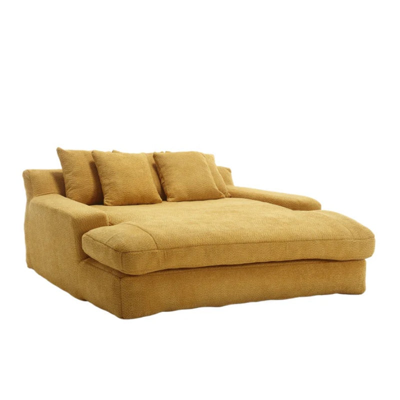 COOLMORE Chenille 2-seater lazy sofa With 5 back pillows,Comfy Sofa- Deep Seat Couch for Living Room,Club (Mustard yellow)-海智集-Default-
