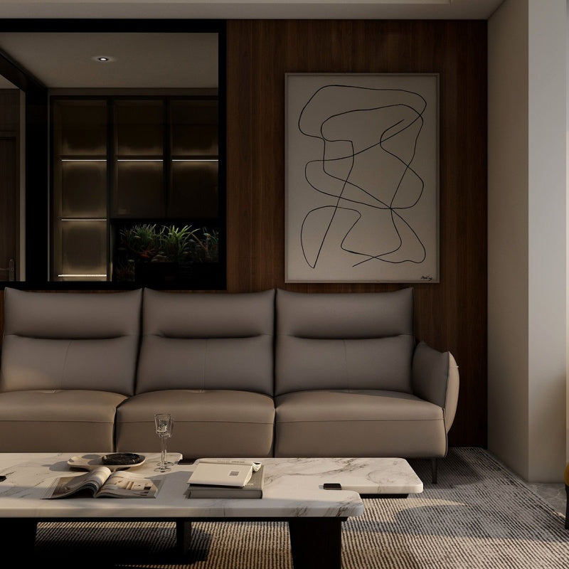 The Italian soft modern leather living room sofa is luxurious and comfortable-海智集-