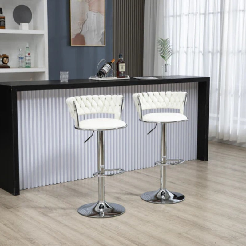 COOLMORE Swivel Bar Stools Set of 2 Adjustable Counter Height Chairs with Footrest for Kitchen, Dining Room 2PC/SET-海智集-Default-