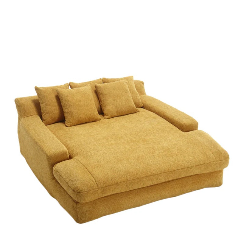 COOLMORE Chenille 2-seater lazy sofa With 5 back pillows,Comfy Sofa- Deep Seat Couch for Living Room,Club (Mustard yellow)-海智集-Default-