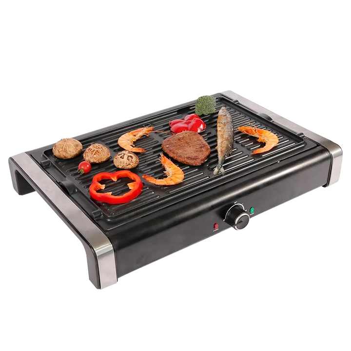 Power Smokeless Indoor Electric BBQ Grill 1500w With Hot Pot With Non-stick Cooking Surface-海智集-