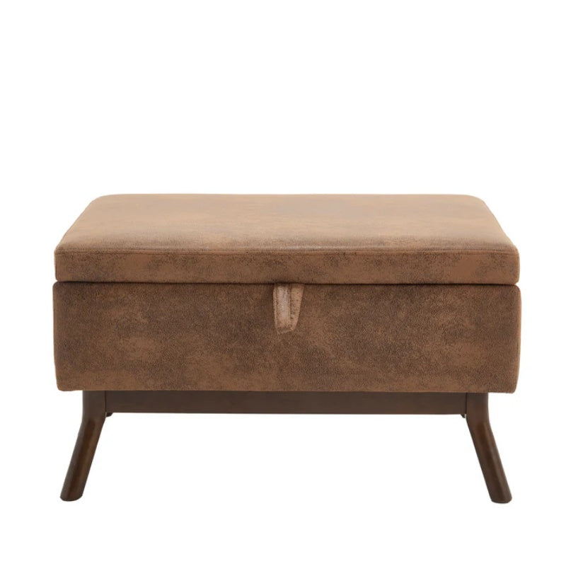 Mid-century modern square coffee table storage bench, assembled, suitable for living room, entryway and family room, used as a coffee table, stirrups, shoe bench-海智集-Default-