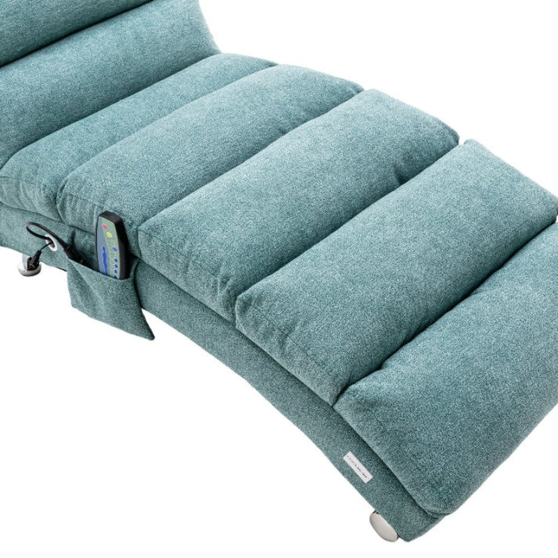 Ergonomic Electric Massage Chaise Lounge with Remote Control, Teal Linen Upholstery, 5 Modes for Relaxation-海智集-Default-