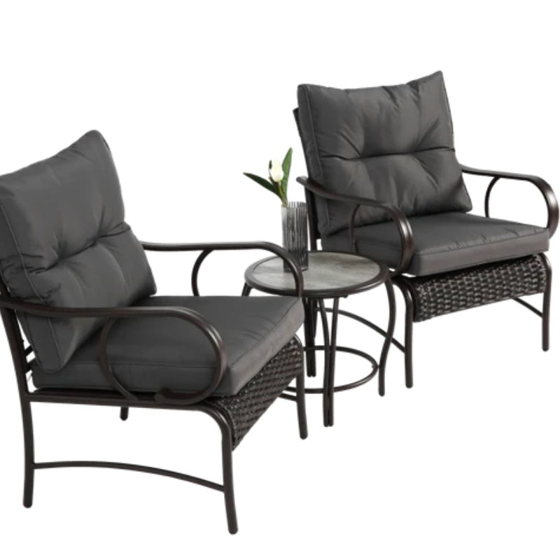 3 Pieces Patio Set Outdoor Wicker Furniture Sets Modern Rattan Chair Conversation Sets with Coffee Table-海智集-Default-