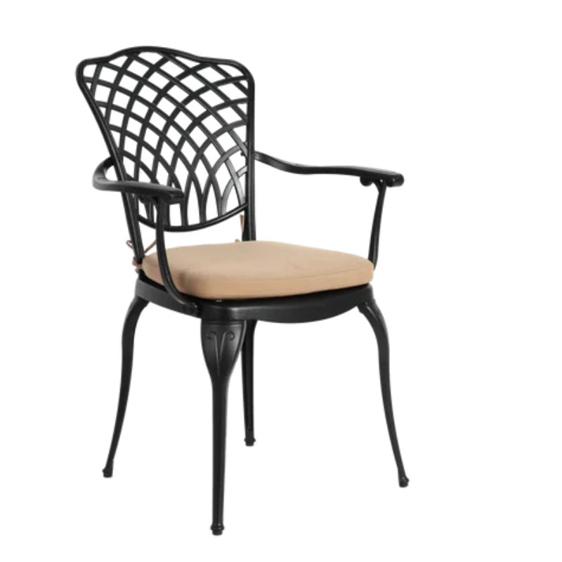 3 Piece Patio Bistro Set Cast Aluminum Bistro Table and Chairs Set of 2 with Umbrella Hole,All Weather Metal Bistro Table Set,Outdoor Patio Furniture Set for Garden Black with cushion-海智集-Default-