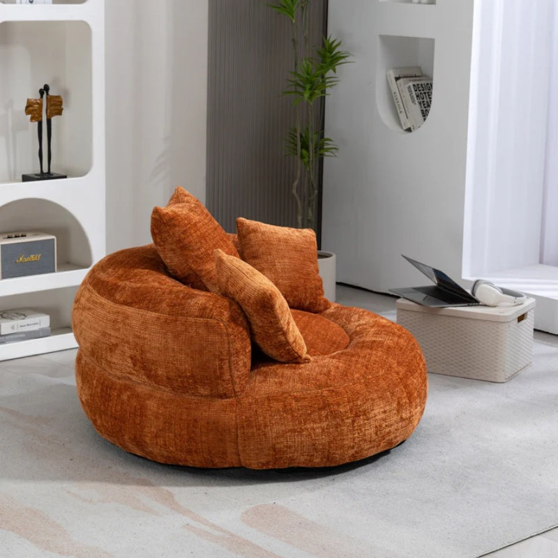 Lazy Sofa Durable Comfort Lounger High Back Bean Bag Chair for Adults and Kids, Indoor & Outdoor, Orange Chenille-海智集-Default-
