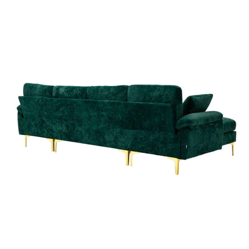 COOLMORE U-shape sectional sofa with Ottoman , Reversible Sofa Couch for Living Room,Spacious Furniture,Durable Couch Removable and machine washable cover (Emerald Velvet)-海智集-Default-