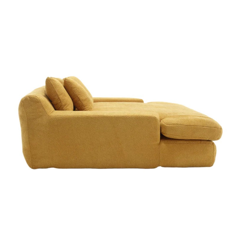 COOLMORE Chenille 2-seater lazy sofa With 5 back pillows,Comfy Sofa- Deep Seat Couch for Living Room,Club (Mustard yellow)-海智集-Default-