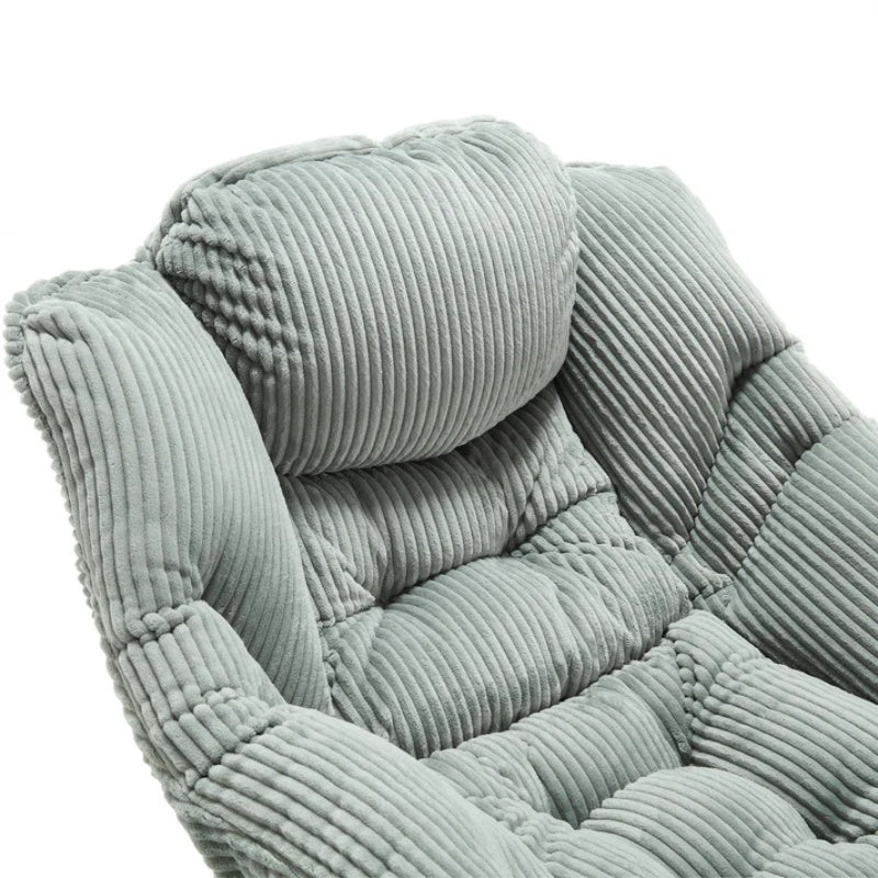 Lazy Chair with Ottoman, Modern Lounge Accent Chair with Armrests and a Side Pocket, Leisure Upholstered Sofa Chair Reading Chair with Footrest for Small Space, Corner Chair-Light green-海智集-Default-