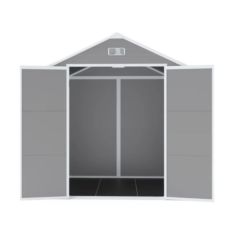 Campcraft 8*8ft resin storage shed, high quality pp material, strong structure, waterproof, rust and UV proof, large storage space, 12mm thick pp board, HD window lighting-海智集-Default-