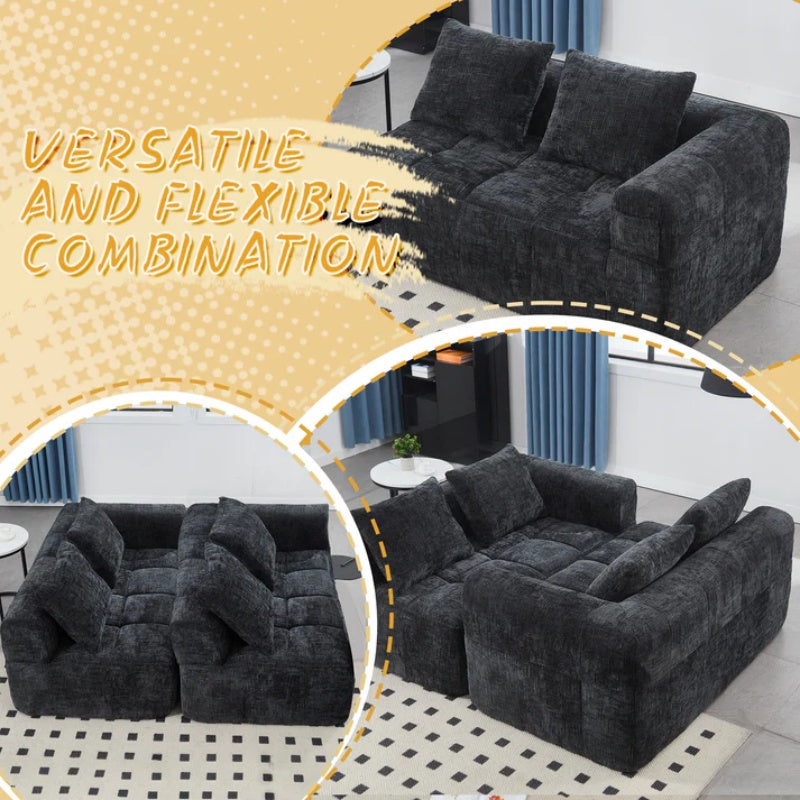 UNITED WE WIN Chenille Loveseat Sofa,Minimalist Modular Couches Sleeper for Living Room Bedroom Apartment Lounge-海智集-Default-