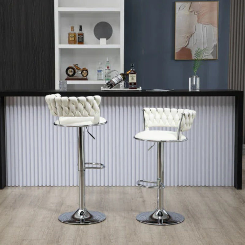 COOLMORE Swivel Bar Stools Set of 2 Adjustable Counter Height Chairs with Footrest for Kitchen, Dining Room 2PC/SET-海智集-Default-