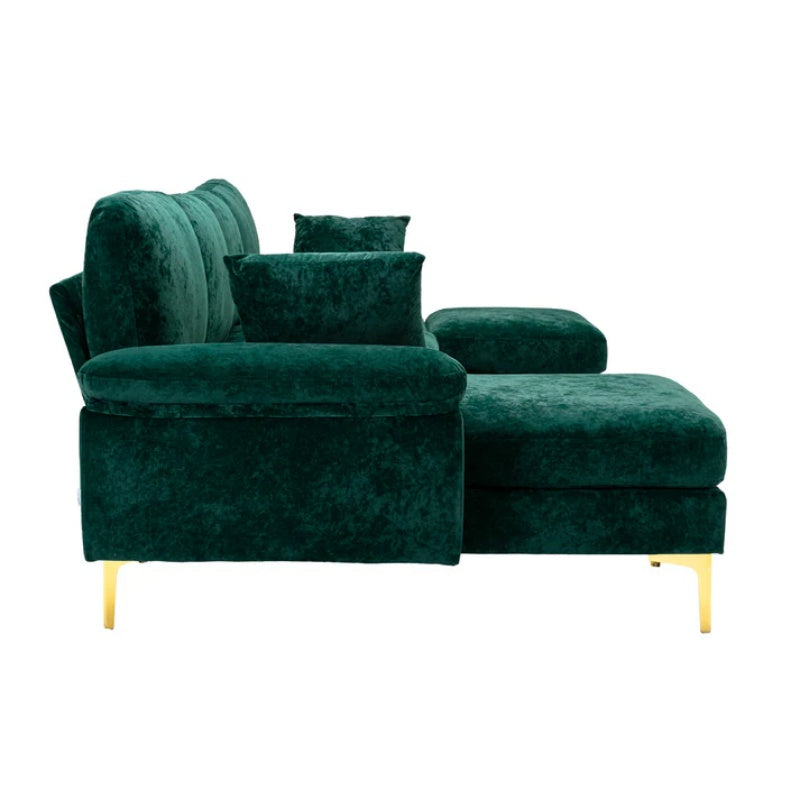 COOLMORE U-shape sectional sofa with Ottoman , Reversible Sofa Couch for Living Room,Spacious Furniture,Durable Couch Removable and machine washable cover (Emerald Velvet)-海智集-Default-