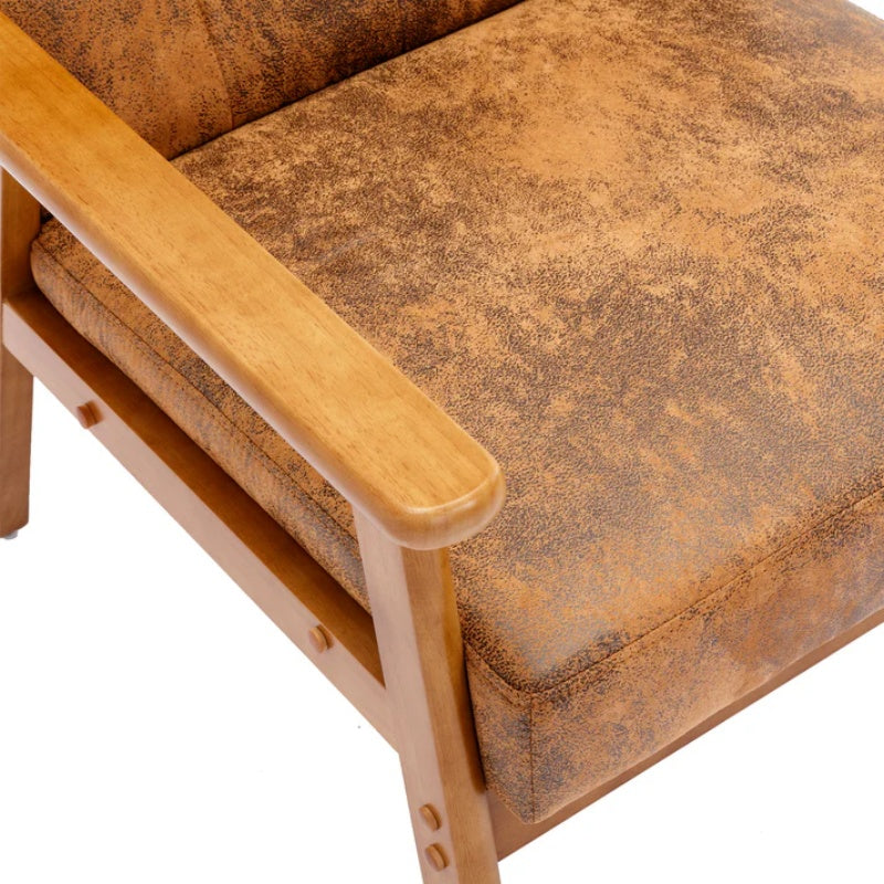 Accent Chairs Set of 2 with Side Table, Mid Century Modern Accent Chair, Wood and Fabric Armchairs Side Chair, Lounge Reading Comfy Arm Chair for Living Room, Bedroom, Office-海智集-Default-