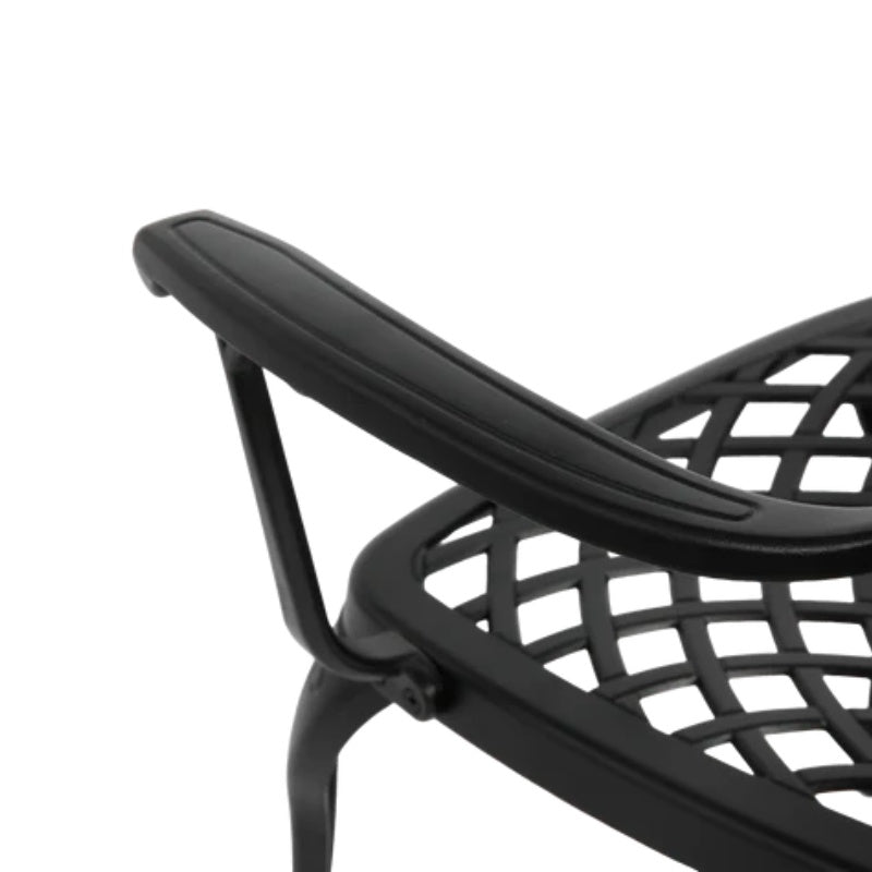 3 Piece Patio Bistro Set Cast Aluminum Bistro Table and Chairs Set of 2 with Umbrella Hole,All Weather Metal Bistro Table Set,Outdoor Patio Furniture Set for Garden Black with cushion-海智集-Default-