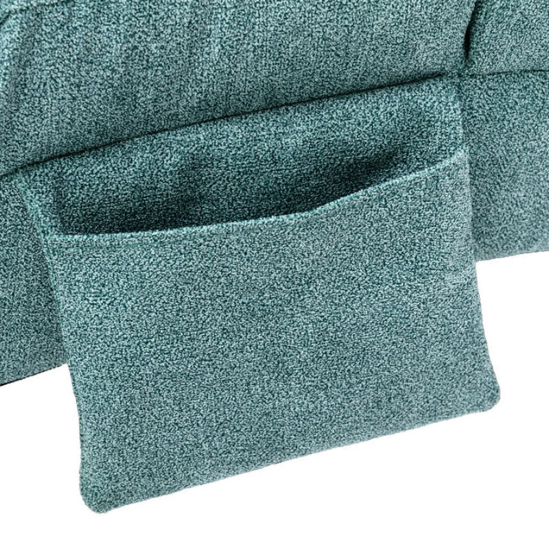 Ergonomic Electric Massage Chaise Lounge with Remote Control, Teal Linen Upholstery, 5 Modes for Relaxation-海智集-Default-