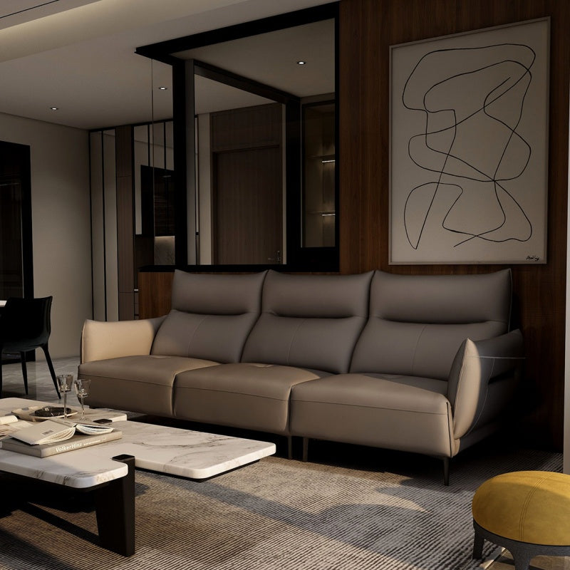 The Italian soft modern leather living room sofa is luxurious and comfortable-海智集-