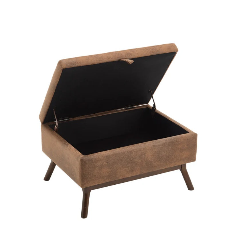 Mid-century modern square coffee table storage bench, assembled, suitable for living room, entryway and family room, used as a coffee table, stirrups, shoe bench-海智集-Default-
