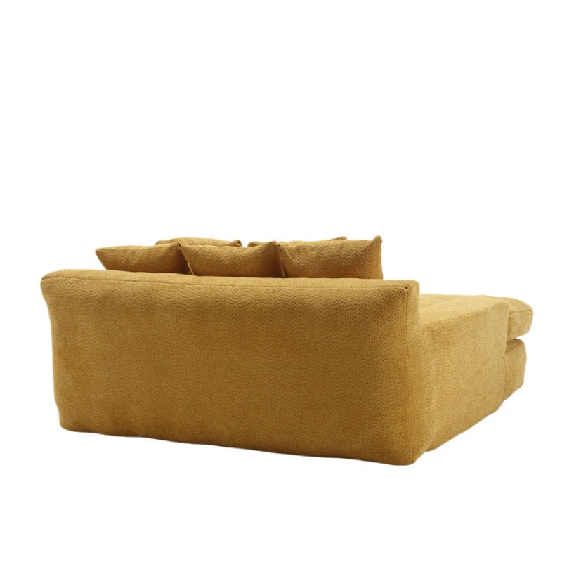 COOLMORE Chenille 2-seater lazy sofa With 5 back pillows,Comfy Sofa- Deep Seat Couch for Living Room,Club (Mustard yellow)-海智集-Default-
