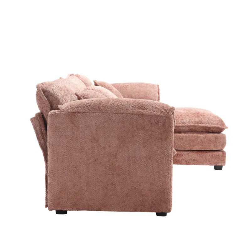 UNITED WE WIN Chenille fabric, removable armrests with side pockets, high density sponge filling, oversized double sofa with footstool-海智集-Default-