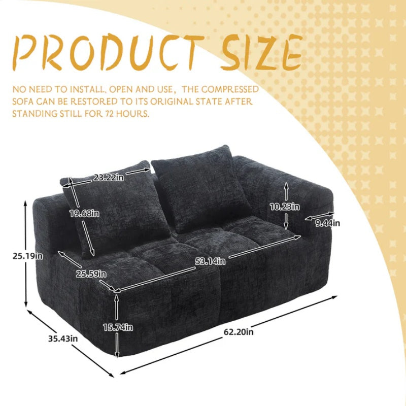 UNITED WE WIN Chenille Loveseat Sofa,Minimalist Modular Couches Sleeper for Living Room Bedroom Apartment Lounge-海智集-Default-